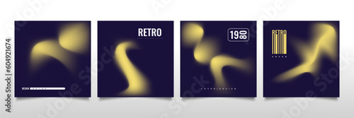 Set of Abstract Gradient Cover or Poster Design with Futuristic Retro Style. Blurred Fluid Background