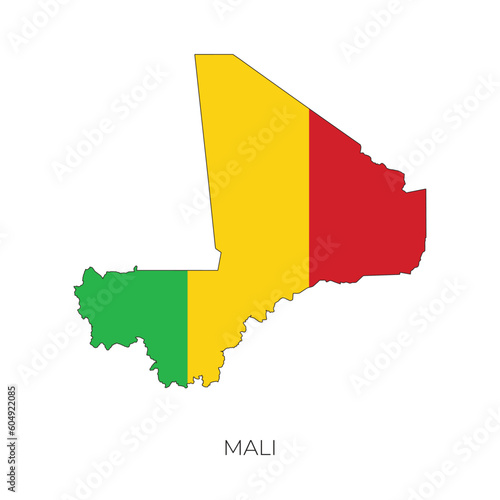 Mali map and flag. Detailed silhouette vector illustration