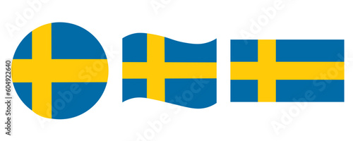 Sweden flag icon. Scandinavia county set emblem vector ilustration.