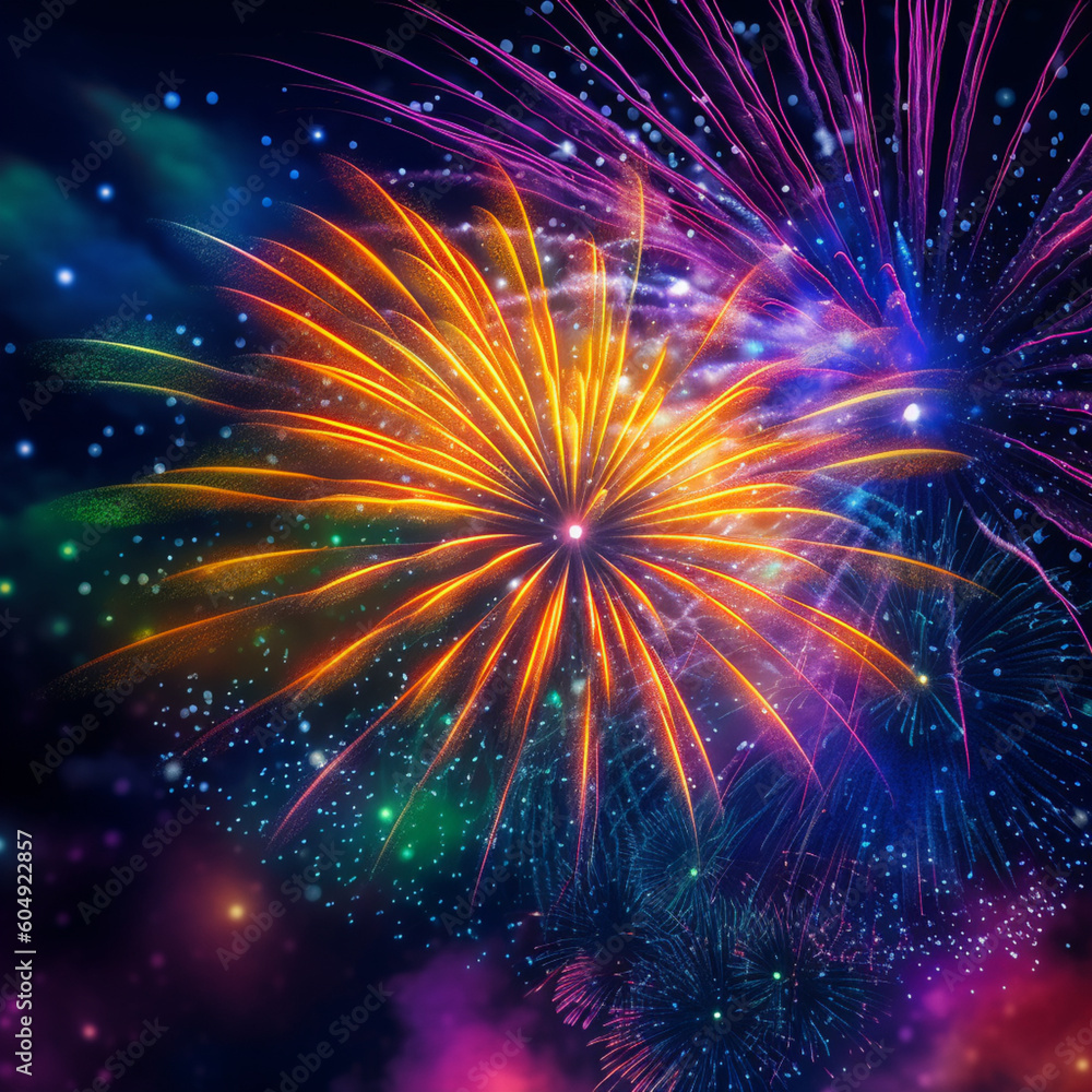 Fototapeta premium colorful fireworks exploding in the sky