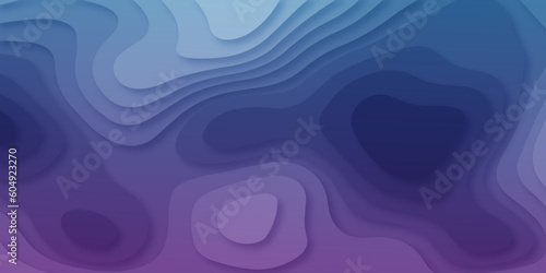 3d abstract blue Luxury paper cut background, Abstract decoration. 3d Vector illustration, topographic canyon map light relief texture, curved layers.