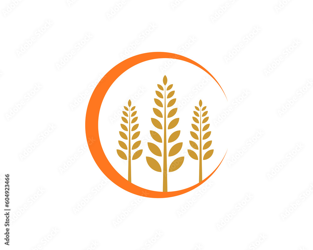 3 wheat in the sunset vector logo