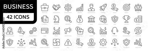 Business icons set. Business thin line icon collection. Finance icon vector