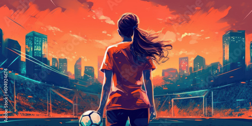 Naklejka Captivating concept design for FIFA Women's World Cup with a dynamic female football player. Generative AI