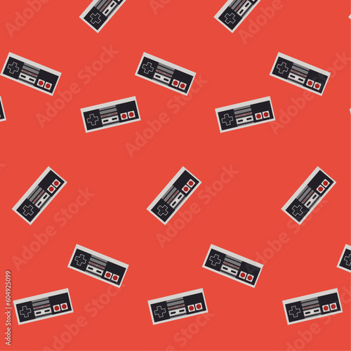 Retrogaming pattern with gamepad nes 80s style. retro controller