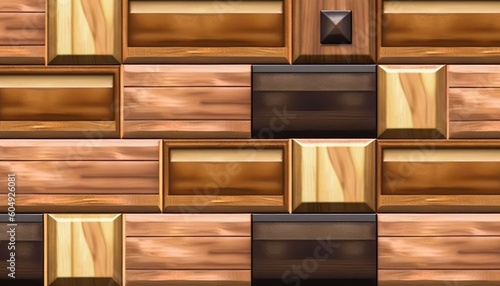 Wooden 3D Wall tiles design, wallpaper for home decor, Generative AI