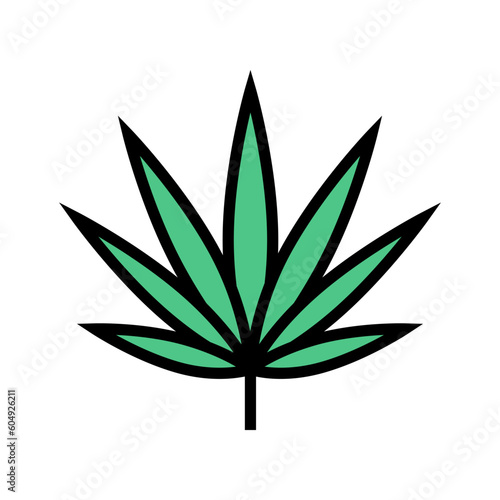 cannabis leaf weed hemp color icon vector. cannabis leaf weed hemp sign. isolated symbol illustration