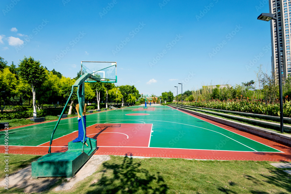 Outdoor basketball court with nobody Outdoor basketball court with nobody