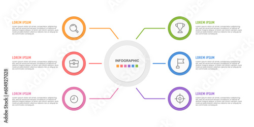 Business data visualization concept with 6 options. Vector illustration.