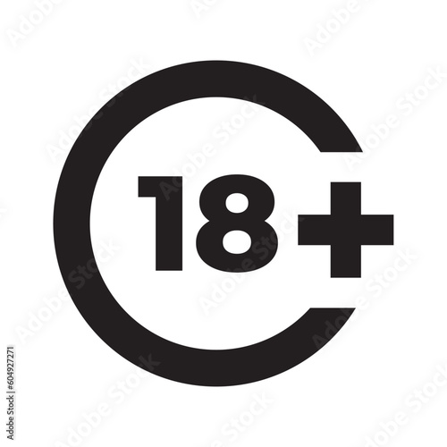 Vector over eighteen 18 plus icon symbol illustration design template minimal black isolated on white