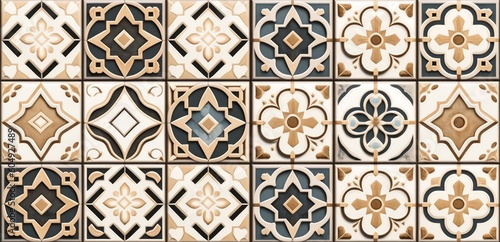 Digital wall tiles design Damask Moroccan pattern for wall interior ceramic wall tile background texture, Generative AI