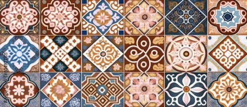 Seamless colorful patchwork Moroccan tile. motifs Majolica pottery tile. Portuguese and Spain decor wall and floor Ceramic tile Design, Generative AI
