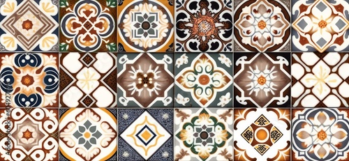 Seamless colorful patchwork Moroccan tile. motifs Majolica pottery tile. Portuguese and Spain decor wall and floor Ceramic tile Design, Generative AI