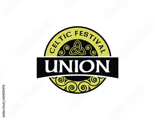 Celtic Festival Green Logo Design Template