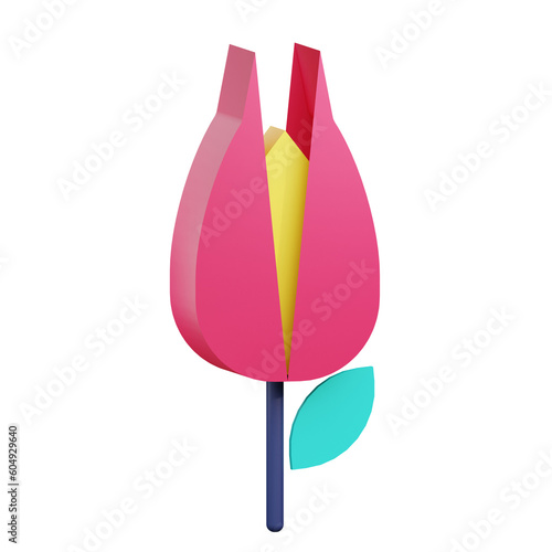 3D illustration of tulip flowers on a transparent background