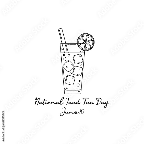 line art of national iced tea day good for national iced tea day celebrate. line art. illustration.