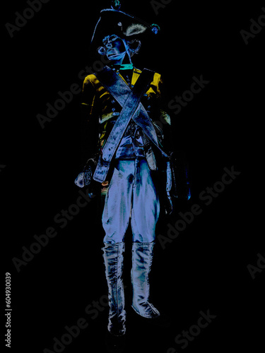 color illustration of a prussian soldier on a color background