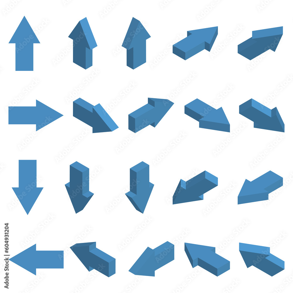Isometric arrows. Set of 3d pointers. Isometric arrows. Set of 3d pointers.