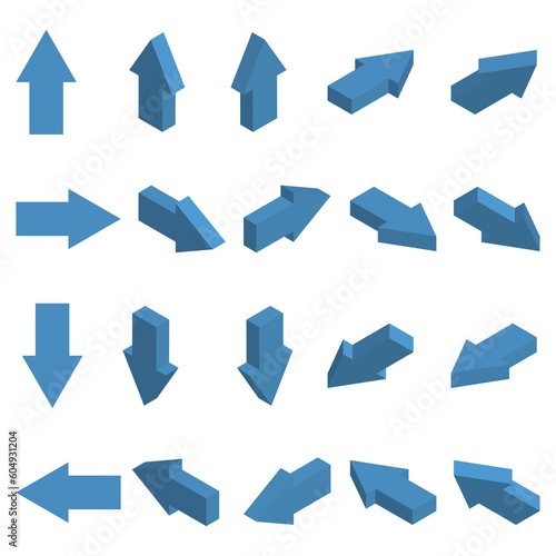 Isometric arrows. Set of 3d pointers.