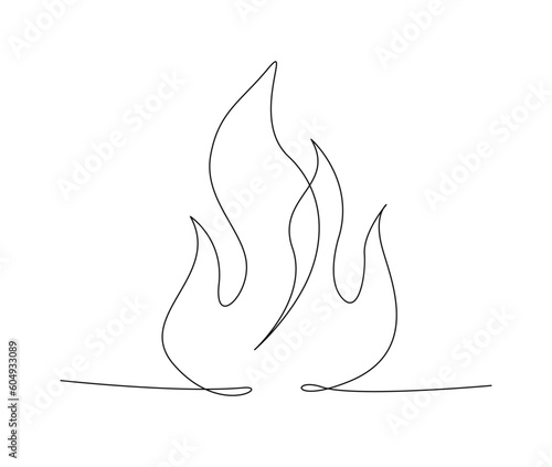 Foto Continuous one line drawing of fire