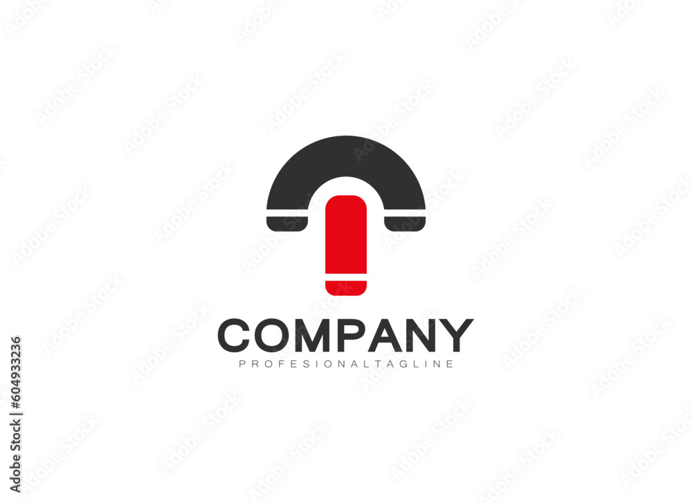Letter T Logo. Black and Red Geometric Shape Letter T Vector Design Letter T Logo. Black and Red Geometric Shape Letter T Vector Design