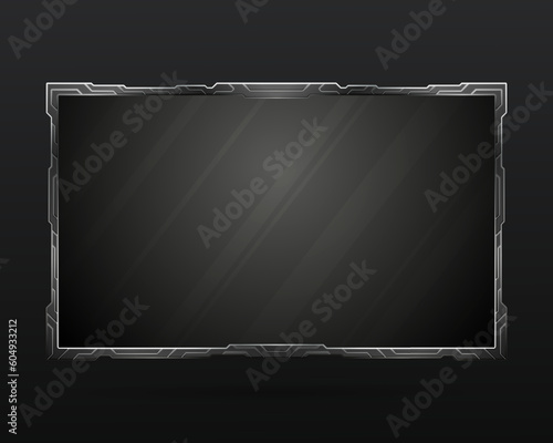 Futuristic metal border live stream webcam overlay screen gui panel frame