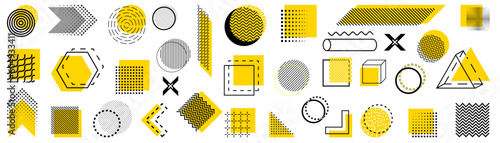 Memphis design retro elements. Geometric shapes set. Vector illustration.