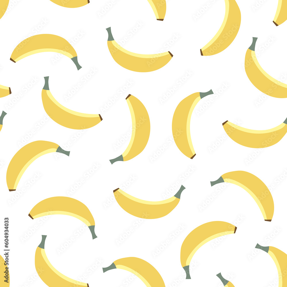 Banana seamless pattern, Yellow fruit background, Exotic fruit print, Stylish seamless background with bananas, Endless cartoon fruit wallpaper, Wrapping paper, banner, poster, poster backdrop