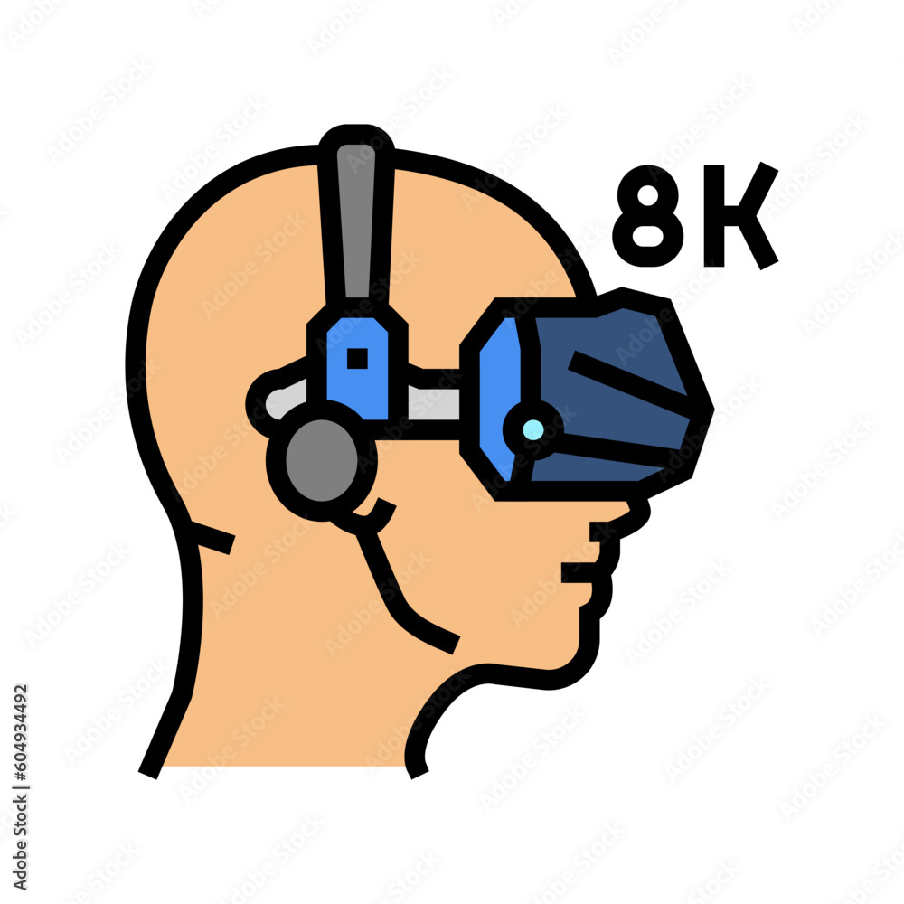 8k virtual reality headset future technology color icon vector. 8k virtual reality headset future technology sign. isolated symbol illustration