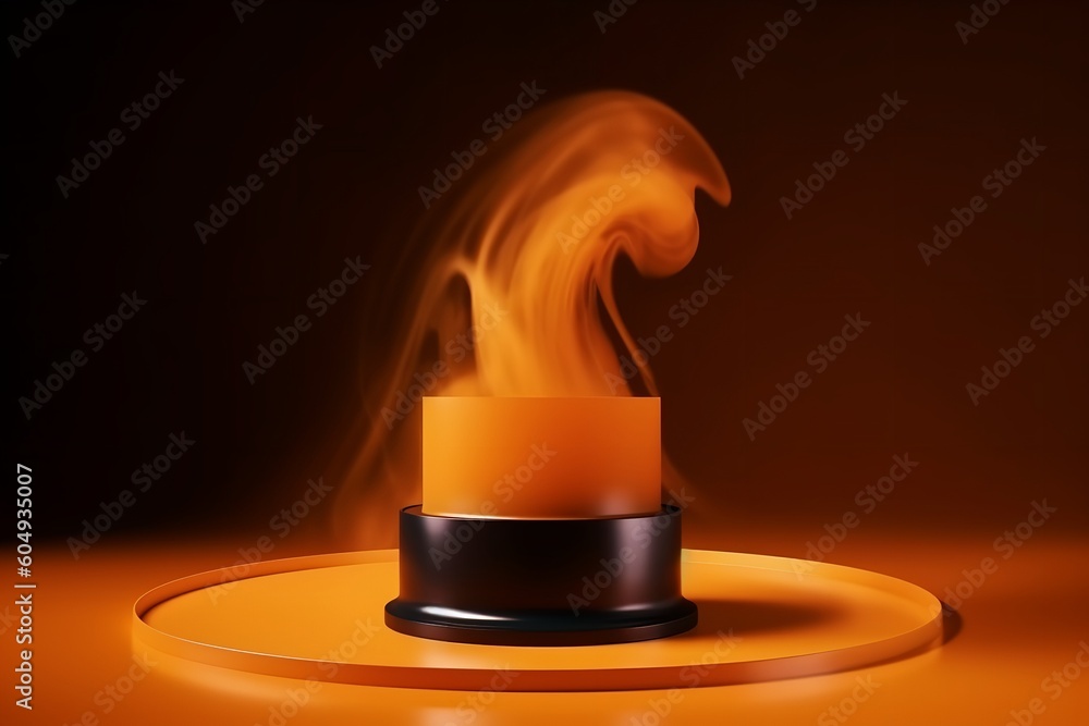 Empty Podium Platform for Display on White, orange, black Background Empty Podium Platform for Display on White, orange, black Background