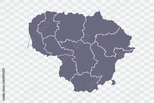 Lithuania Map. pewter Color on White Background quality files Png