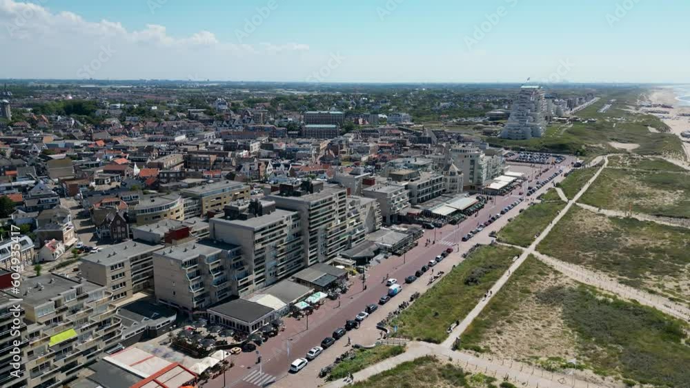 This aerial drone video shows the boulevard, the dunes, beach and north ...