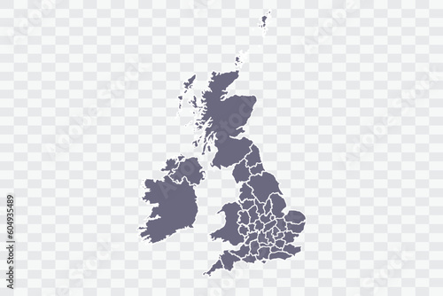 Uk Counties Map pewter Color on White Background quality files Png
