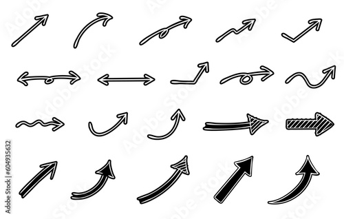 Black border handwritten arrow set, white arrow