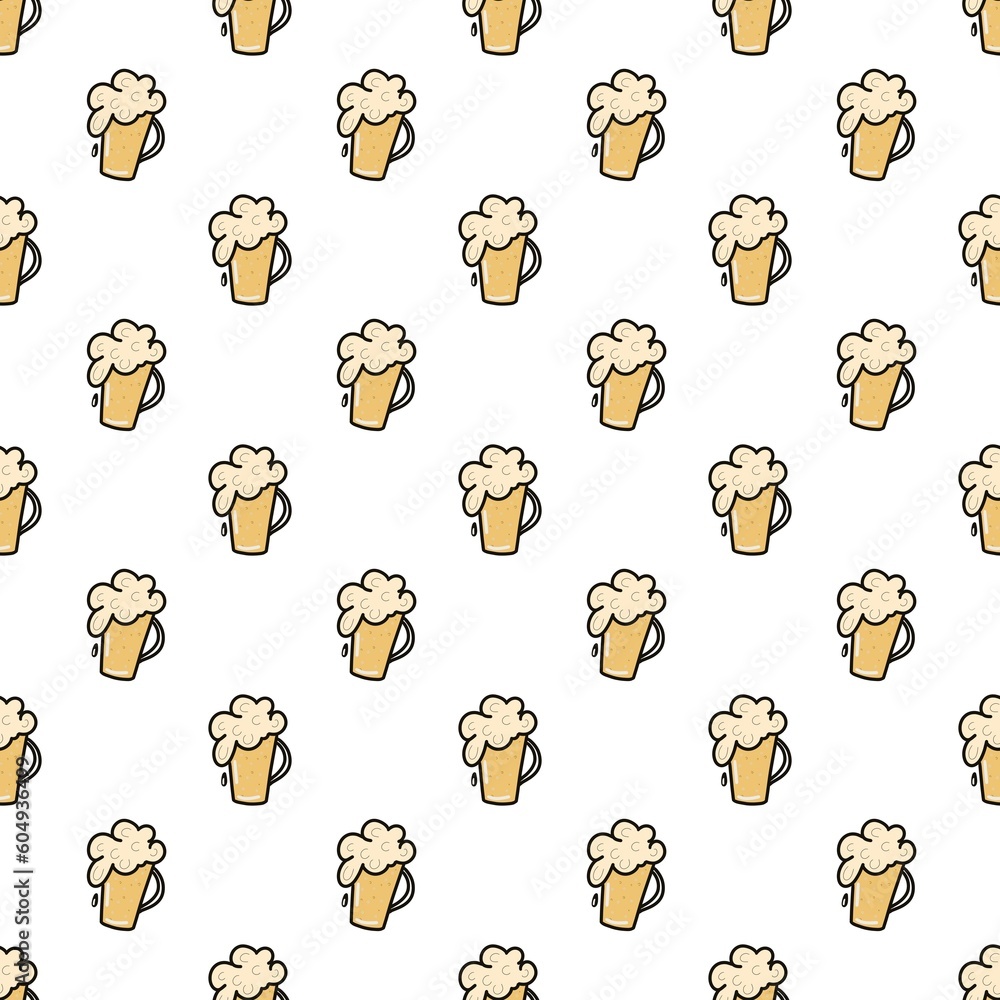 Mug of beer seamless pattern Mug of beer seamless pattern