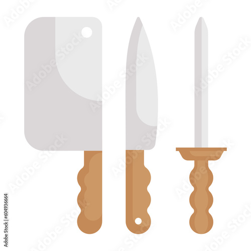 Different Type of Sharp Blades Vector color Icon Design, Eid al-Adha or Eid-ul-Kabir Symbol, Hajj Sign, Muslims religious Festival Stock illustration, Kitchen knife set chef and butcher knives Concept