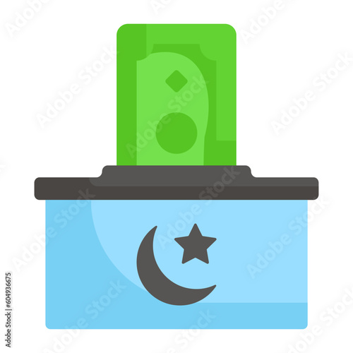 Islamic Donation Box Vector color Icon Design, Eid al-Adha or Eid-ul-Kabir Symbol, Hajj Sign, Muslims religious Festival Stock illustration, Zakat or Charity Law in Islam Concept 