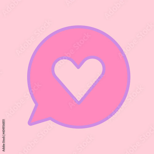 Speech bubble with heart. Heart in speach bubble. Love symbol. St Valentine's day concept. Red heart in pink sms notification. Love letter. Greeting card design for web, email, social media, app