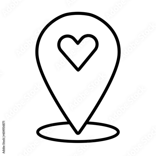 Map pointer with heart icon, icon with heart in gps navigation style. Map pin icon, location pin vector icon. Heart map marker outline vector icon. Symbol, logo illustration. Vector graphics © Alena Abramova