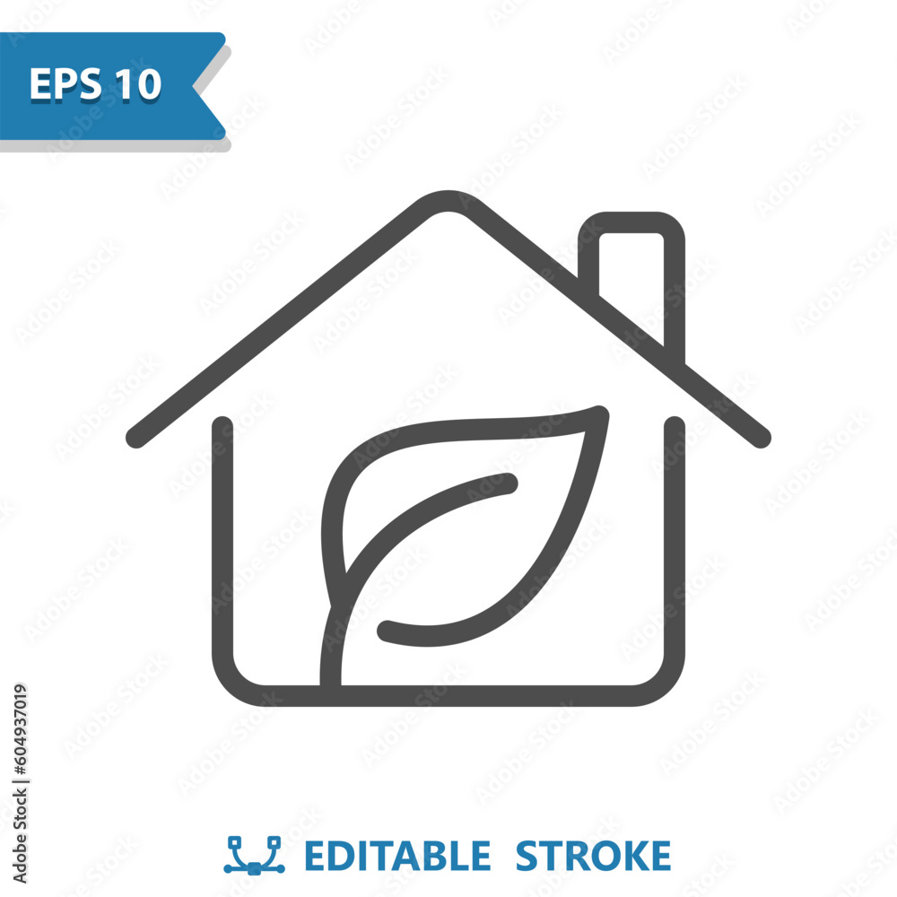 Green Home Icon. House, Leaf, Eco, Ecology Green Home Icon. House, Leaf, Eco, Ecology