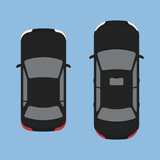 automobile transport icons black car top view vector flat ilustration