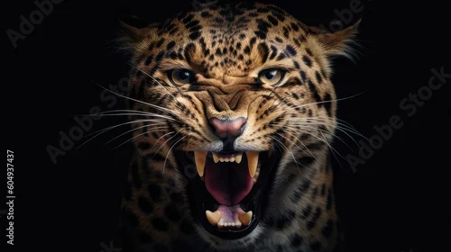 Obraz Angry leopard head generative AI