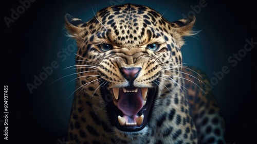 Angry leopard head generative AI
