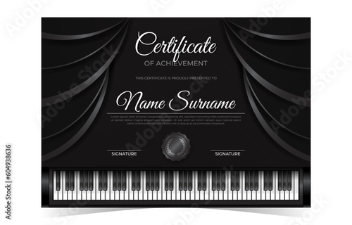 Luxury and Realistic Thematic Music Piano Professional Certificate Template