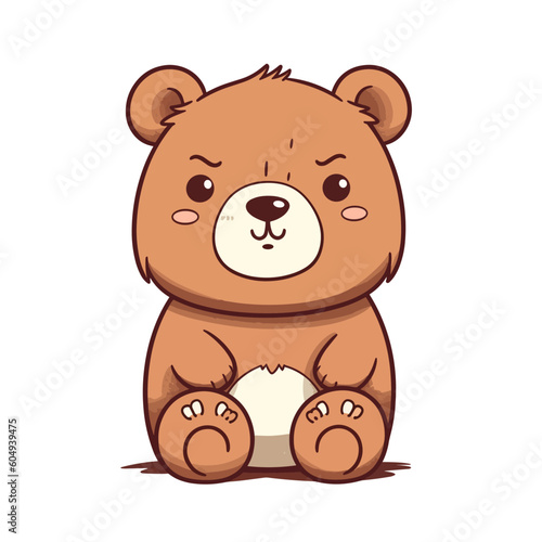 Illustration of a cute brown teddy bear sitting and smiling, a charming image crafted by Generative AI