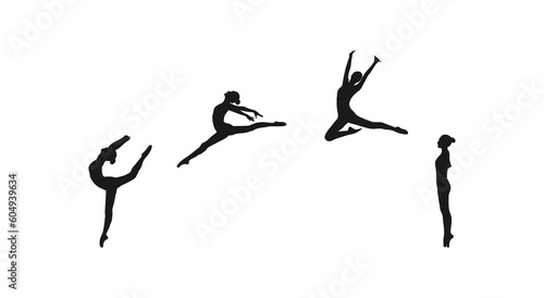 Set Of Ballet Dancer.female ballet dancer.set of silhouettes dancing in various poses and positions.Set of silhouettes of ballerinas in dances,movements,positions.vector isolated on white background.