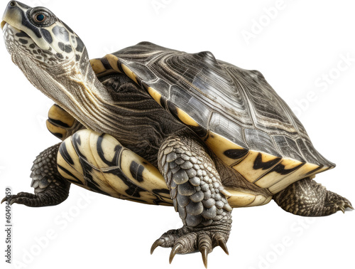 A terrapin turtle isolated on white background as transparent PNG, generative AI animal photo