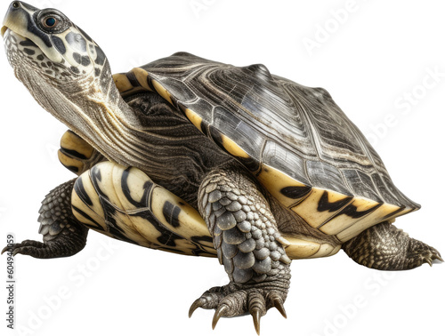 A terrapin turtle isolated on white background as transparent PNG, generative AI animal
