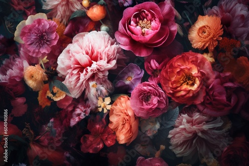 Wallpaper Mural A repeating design of abstract flowers with a floral print..Generative AI Torontodigital.ca