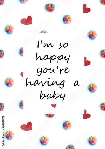 I am pregnant Illustration with embryo hand draw of watercolor. For card, poster, stikers and professional design.